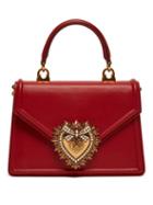 Matchesfashion.com Dolce & Gabbana - Devotion Heart Embellished Leather Bag - Womens - Red
