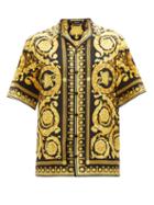 Versace - Baroque-print Silk-twill Shirt - Mens - Black Gold