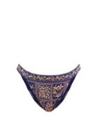 Agua By Agua Bendita - Lluvia Embroidered High-leg Bikini Briefs - Womens - Navy Print
