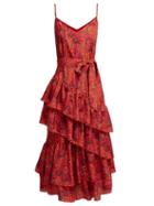 Matchesfashion.com Borgo De Nor - Coco Orchid And Leopard Print Crepe Midi Dress - Womens - Red Print