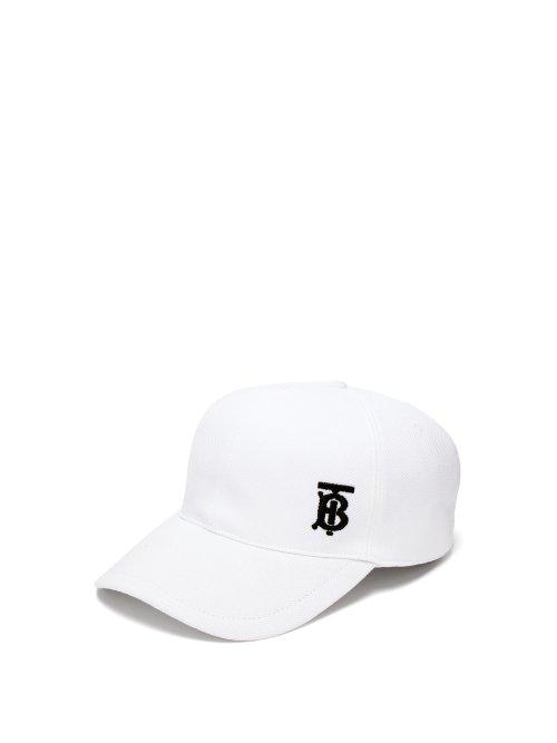 Matchesfashion.com Burberry - Monogram Embroidered Cotton Piqu Baseball Cap - Mens - White