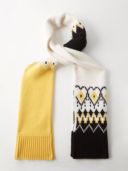 Alexander Mcqueen - Fair Isle-intarsia Wool Scarf - Womens - White Multi