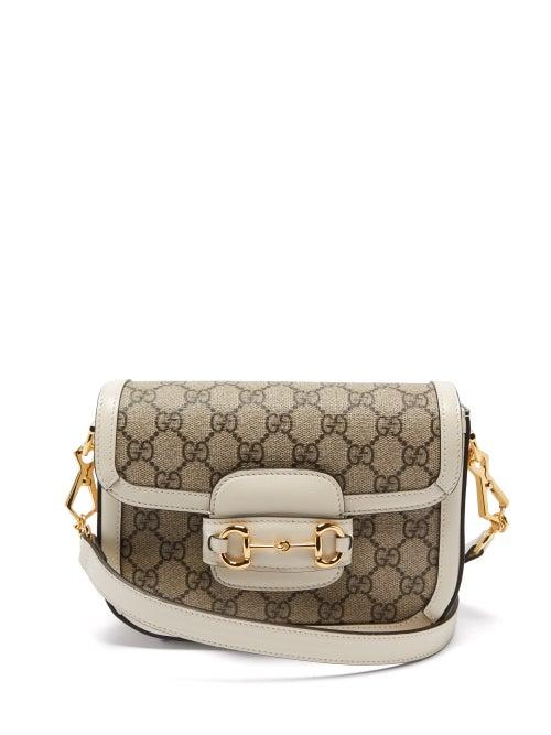 Gucci - Horsebit 1955 Gg-canvas And Leather Cross-body Bag - Womens - Beige White