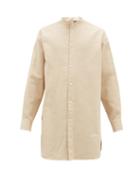 Matchesfashion.com Loewe Paula's Ibiza - Band-collar Slubbed Linen-blend Shirt - Mens - Beige