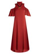 Matchesfashion.com Ellery - Deity Cut Out Shoulder Matte Satin Dress - Womens - Dark Red