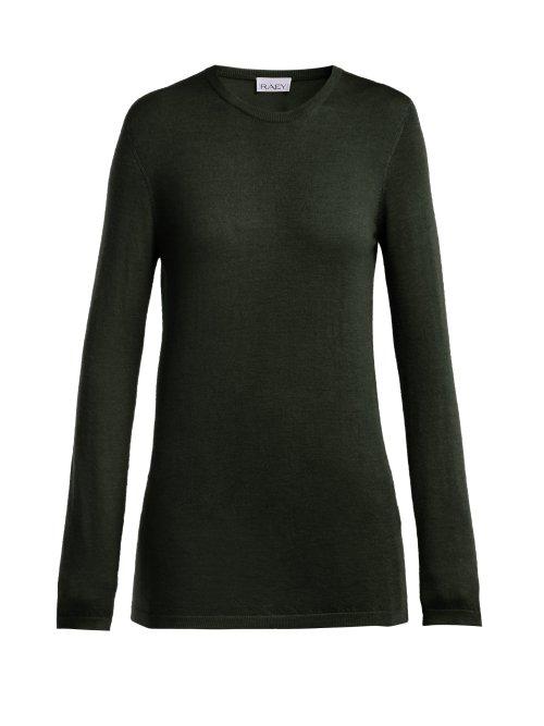 Matchesfashion.com Raey - Long Line Fine Knit Cashmere Sweater - Womens - Dark Green