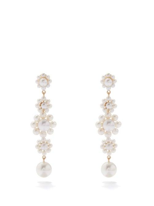 Sophie Bille Brahe - Bellis Pearl & 14kt Gold Drop Earrings - Womens - Pearl