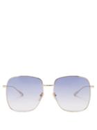 Gucci - Chain-embellished Oversized Square Sunglasses - Womens - Gold Lilac
