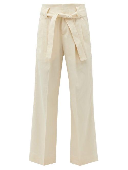 Matchesfashion.com Umit Benan B+ - Tie-waist Wide-leg Linen-blend Trousers - Womens - White