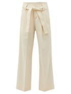 Matchesfashion.com Umit Benan B+ - Tie-waist Wide-leg Linen-blend Trousers - Womens - White