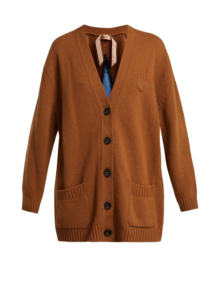 No. 21 Star-intarsia Wool Cardigan