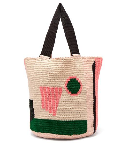 Matchesfashion.com Sophie Anderson - Jonas Woven Crochet Bag - Womens - Pink Multi