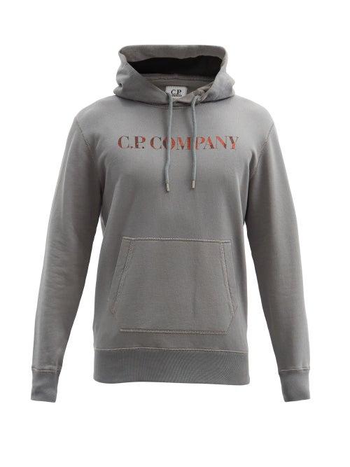 Matchesfashion.com C.p. Company - Logo-print Garment-dyed Cotton Hooded Sweatshirt - Mens - Grey