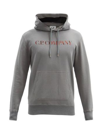 Matchesfashion.com C.p. Company - Logo-print Garment-dyed Cotton Hooded Sweatshirt - Mens - Grey