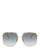 Matchesfashion.com Celine Eyewear - Oversized Squared Metal Sunglasses - Womens - Gold