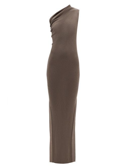 Rick Owens - Side-slit Ribbed-cashmere Maxi Dress - Womens - Grey