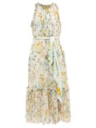 Matchesfashion.com Zimmermann - Lucky Bound Floral-print Silk Midi Dress - Womens - Blue Print