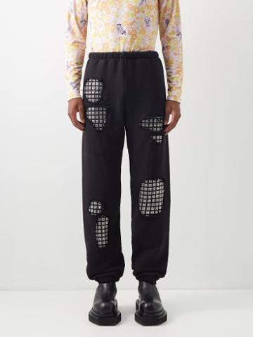 Liberal Youth Ministry - Crystal-embellished Cotton-twill Track Pants - Mens - Black