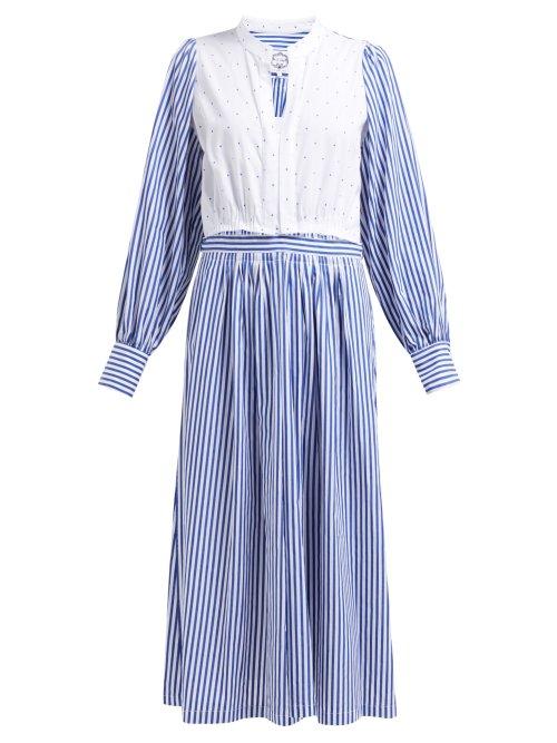 Matchesfashion.com Evi Grintela - Betty Striped Cotton Poplin Shirtdress - Womens - Blue White
