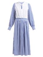 Matchesfashion.com Evi Grintela - Betty Striped Cotton Poplin Shirtdress - Womens - Blue White