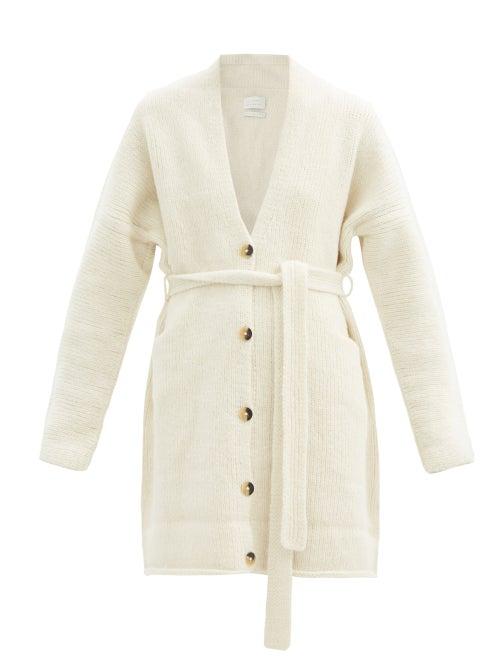 Matchesfashion.com Lauren Manoogian - Grandpa Belted Alpaca-blend Cardigan - Womens - White