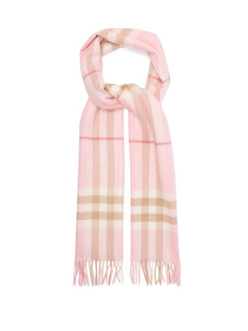 Matchesfashion.com Burberry - Checked Cashmere Scarf - Womens - Pink Multi