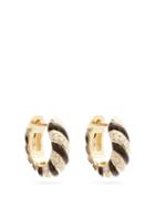 Matchesfashion.com Yvonne Lon - Crole Diamond & Gold Hoop Earrings - Womens - Black Gold