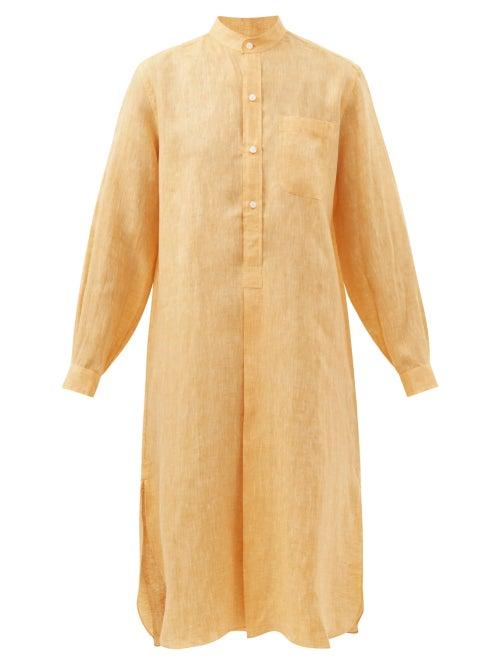 Charvet - Patch-pocket Linen-cambric Shirt Dress - Womens - Light Orange