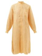 Charvet - Patch-pocket Linen-cambric Shirt Dress - Womens - Light Orange