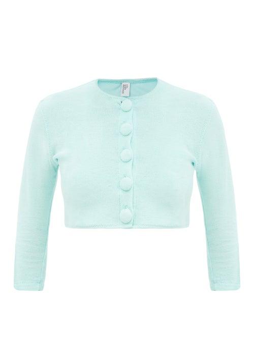 Ladies Beachwear Lisa Marie Fernandez - Cropped Cotton-blend Terry Cardigan - Womens - Green