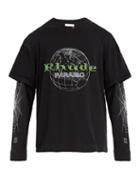 Matchesfashion.com Rhude - Paraiso Globe Print Long Sleeved T Shirt - Mens - Black