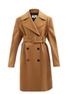 Mm6 Maison Margiela - Belted Double-breasted Wool Coat - Womens - Camel