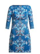 Matchesfashion.com Peter Pilotto - Floral Print Waffle Weave Satin Mini Dress - Womens - Blue Multi