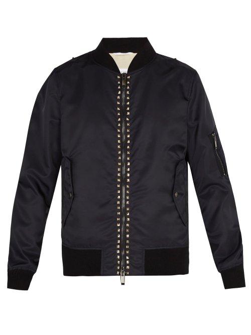 Matchesfashion.com Valentino - Rockstud Untitled #15 Shell Bomber Jacket - Mens - Navy