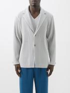 Homme Pliss Issey Miyake - Single-breasted Technical-pleated Jacket - Mens - Light Grey