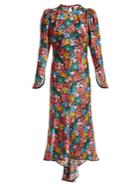 Attico Floral-print Bias-cut Silk-satin Dress