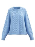 Cecilie Bahnsen - Gloria Cable-knit Wool-blend Sweater - Womens - Blue