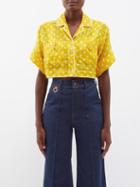 Zimmermann - High Tide Polka Dot Cropped Top - Womens - Yellow Print