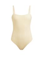 Matchesfashion.com Asceno - Striped Swimsuit - Womens - Yellow