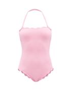 Marysia - Santa Monica Halterneck Scalloped Swimsuit - Womens - Mid Pink