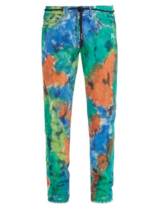 Matchesfashion.com Off-white - Painted Slim Leg Jeans - Mens - Multi