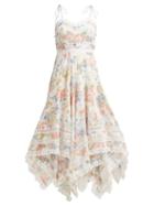 Matchesfashion.com Zimmermann - Bowie Floral Print Scarf Dress - Womens - Cream Print