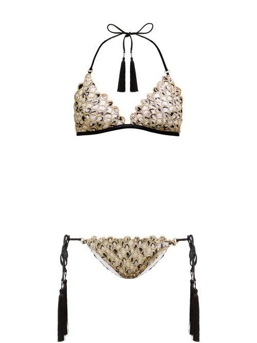 Matchesfashion.com Missoni Mare - Knitted Lam Scalloped Bikini - Womens - White
