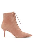 Matchesfashion.com Gianvito Rossi - Lace-up 70 Suede Ankle Boots - Womens - Nude