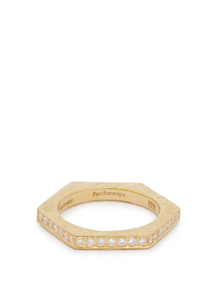 Patcharavipa 18kt Gold And Diamond-pav Hexagon Ring