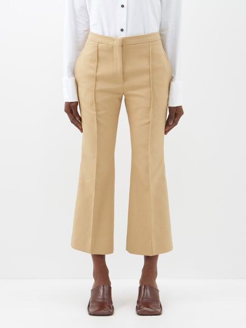 Jil Sander - Raised-seam Cotton-piqu Kickflared Trousers - Womens - Camel