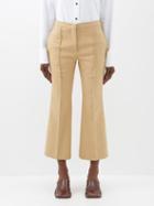 Jil Sander - Raised-seam Cotton-piqu Kickflared Trousers - Womens - Camel