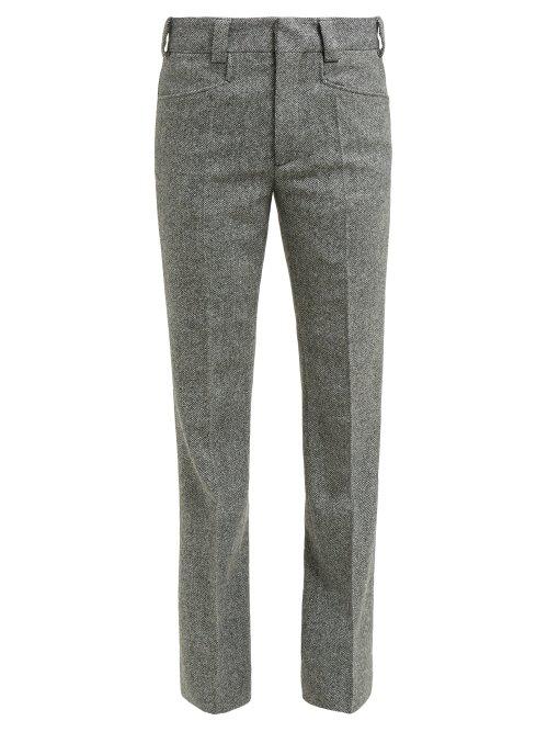 Matchesfashion.com Maison Margiela - Kick Flare Herringbone Wool Cropped Trousers - Womens - Light Grey