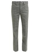 Matchesfashion.com Maison Margiela - Kick Flare Herringbone Wool Cropped Trousers - Womens - Light Grey