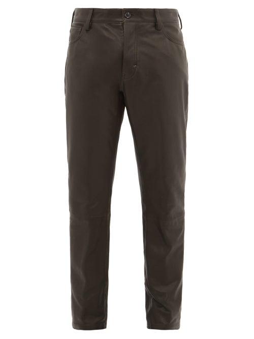 Matchesfashion.com Ann Demeulemeester - Leather Straight Leg Trousers - Mens - Black